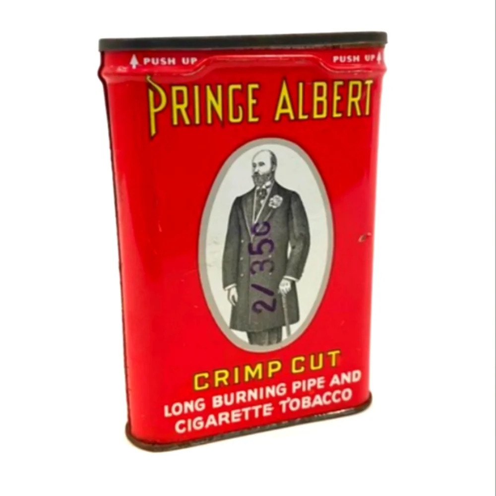 Prince Albert Tobacco Tin with alternate Advertisement on back
